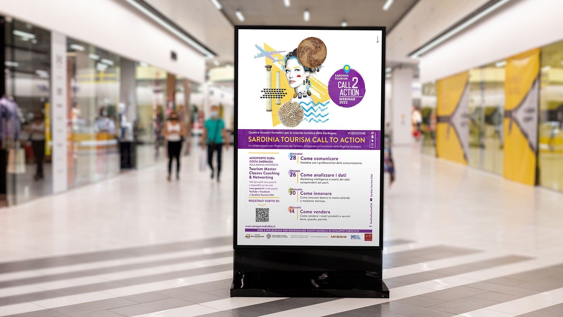 Geasar Sardinia Tourism Call to Action. Poster Aeroporto di Olbia